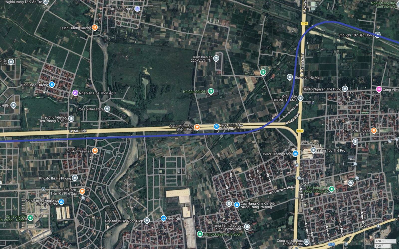 Tuyến metro số 9 Hà Nội cắt vuông góc trục Vành đai 3 Võ Văn Kiệt tại Quang Minh, cách Ga Bắc Hồng chừng hai cây số