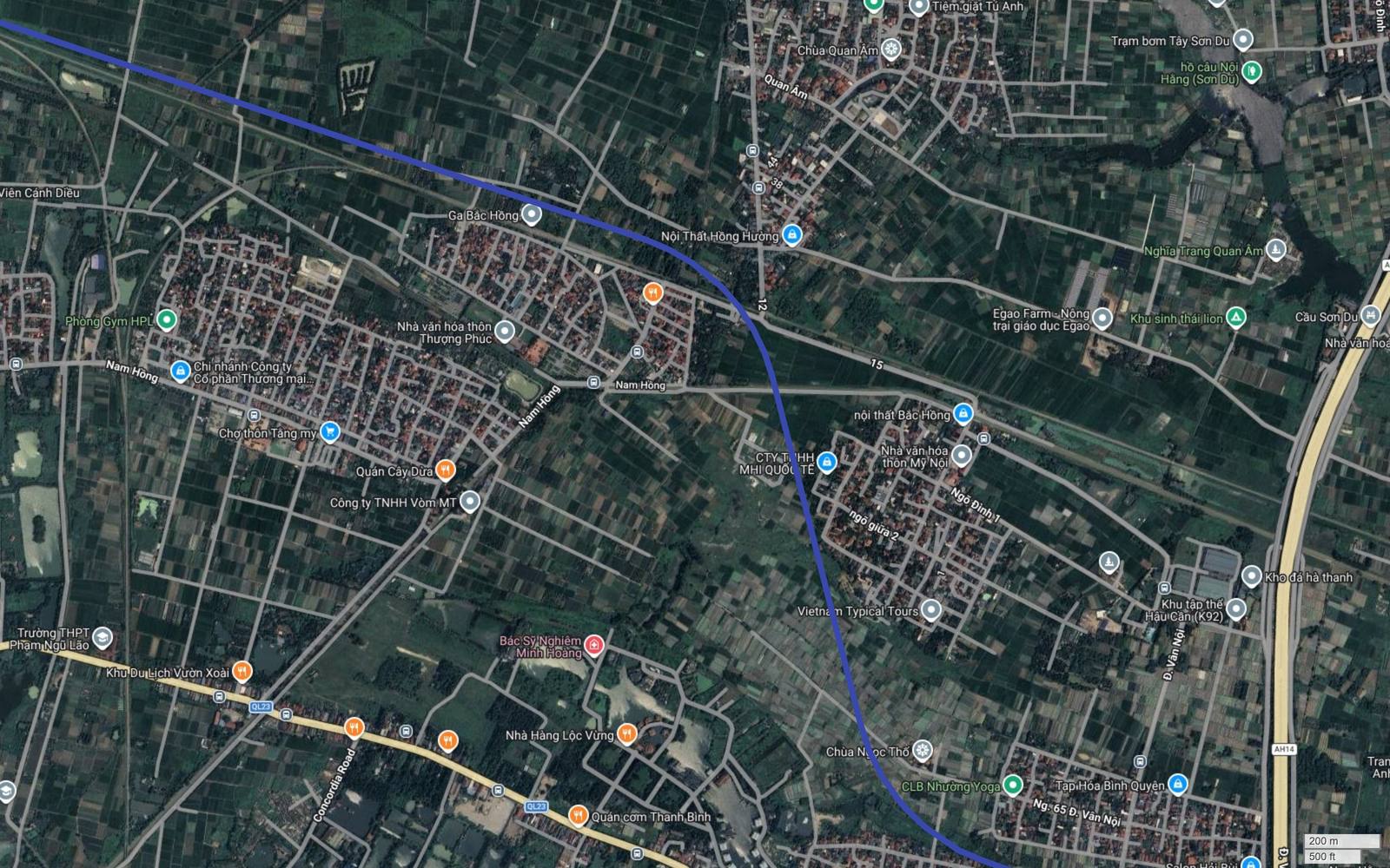 Khu vực Mỹ Nội Bắc Hồng nơi tim tuyến metro số 9 Hà Nội cắt tim tuyến số 6 trong cùng bộ hồ sơ hướng tuyến