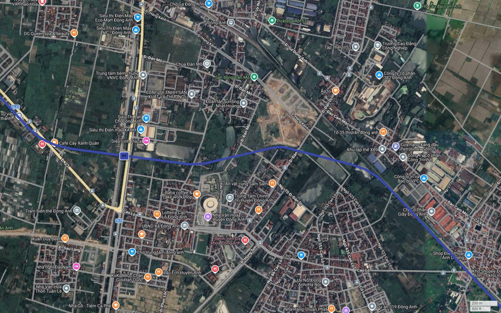 Đoạn hành lang tuyến metro số 9 Hà Nội qua vành đai xí nghiệp Uy Nỗ, nằm giữa Ga Đông Anh và Ga Cổ Loa