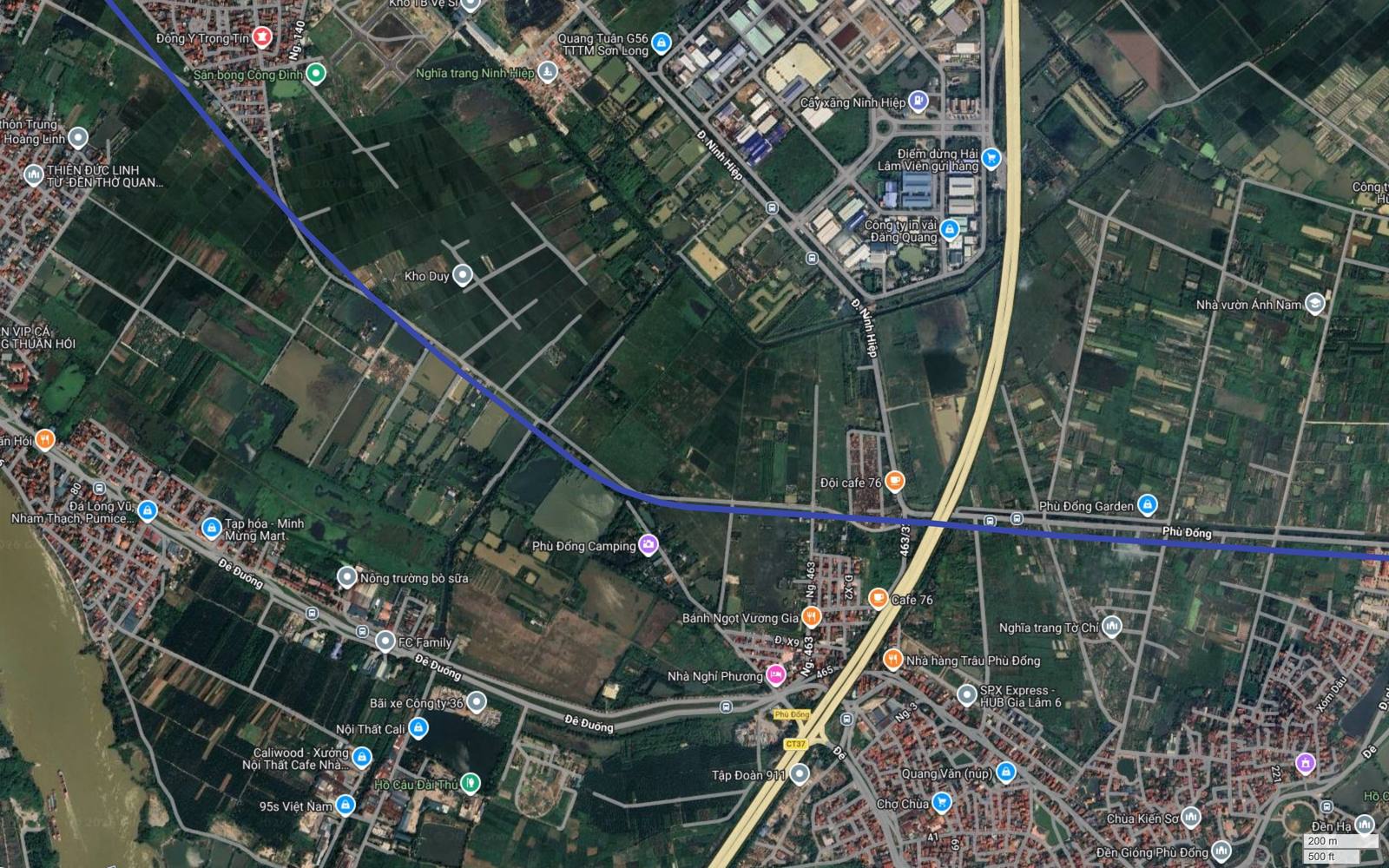 Cụm dịch vụ và kho vận bám nút giao Phù Đổng, nơi hành lang tuyến metro số 9 Hà Nội cắt Vành đai 3 lần thứ hai