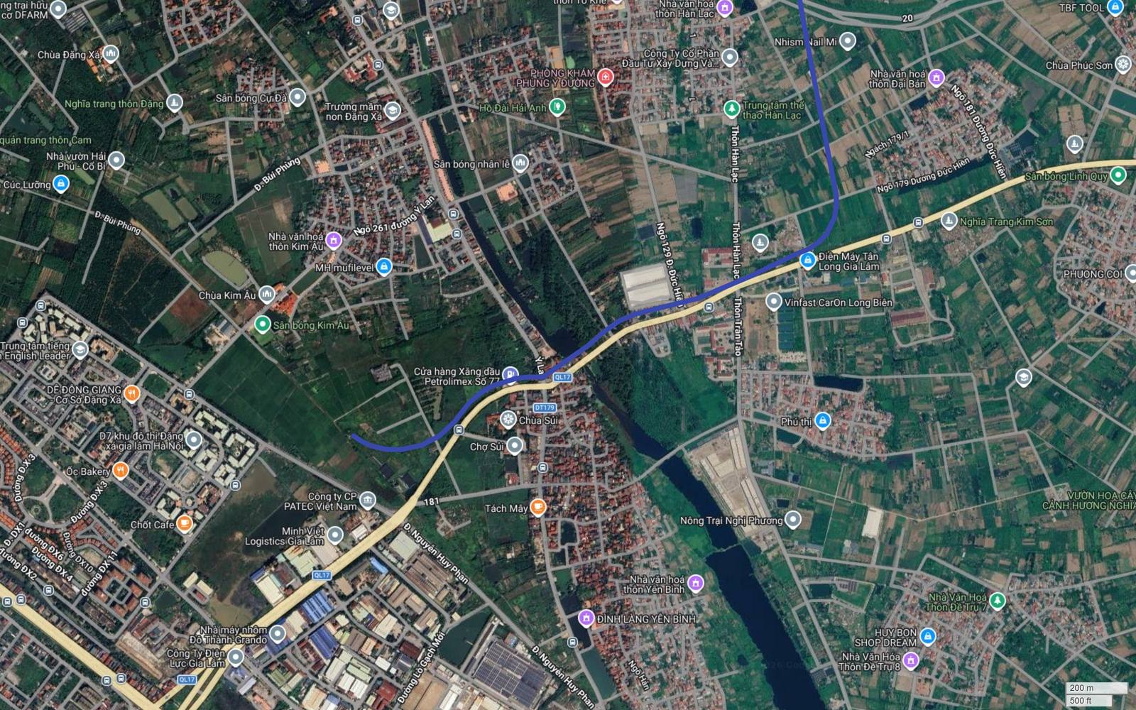 Điểm cuối tuyến metro số 9 Hà Nội gần Chợ Sủi, nơi hành lang tiếp cận Quốc lộ 17 thuộc Gia Lâm